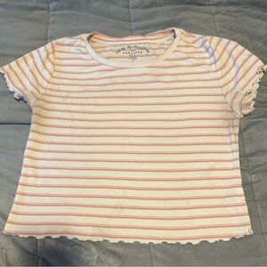 Pink Striped Women’s Crop Top Shirt
